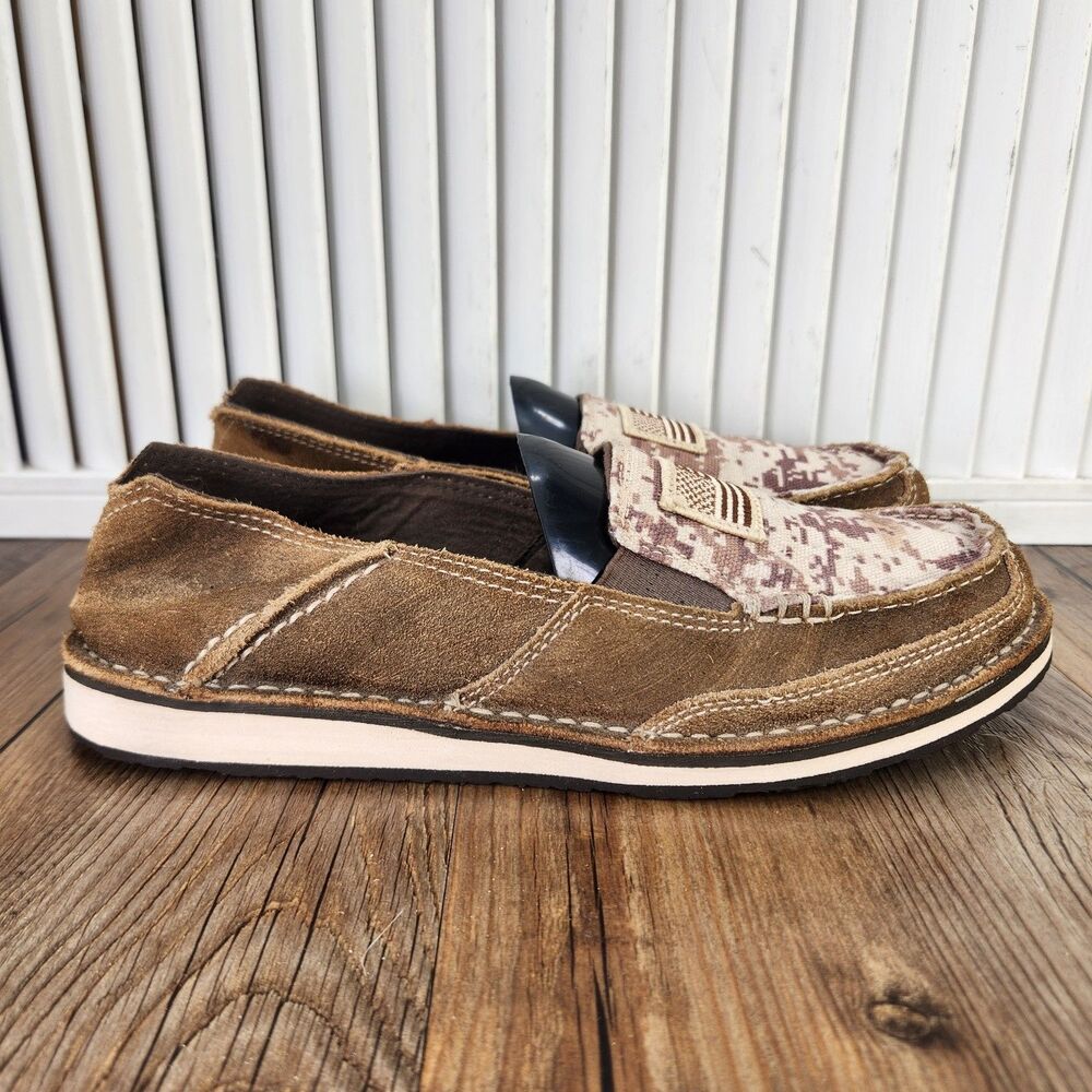Ariat Cruiser Patriot Slip On Shoes Womens Sz 8B Brown Suede Digital Camo Loafer